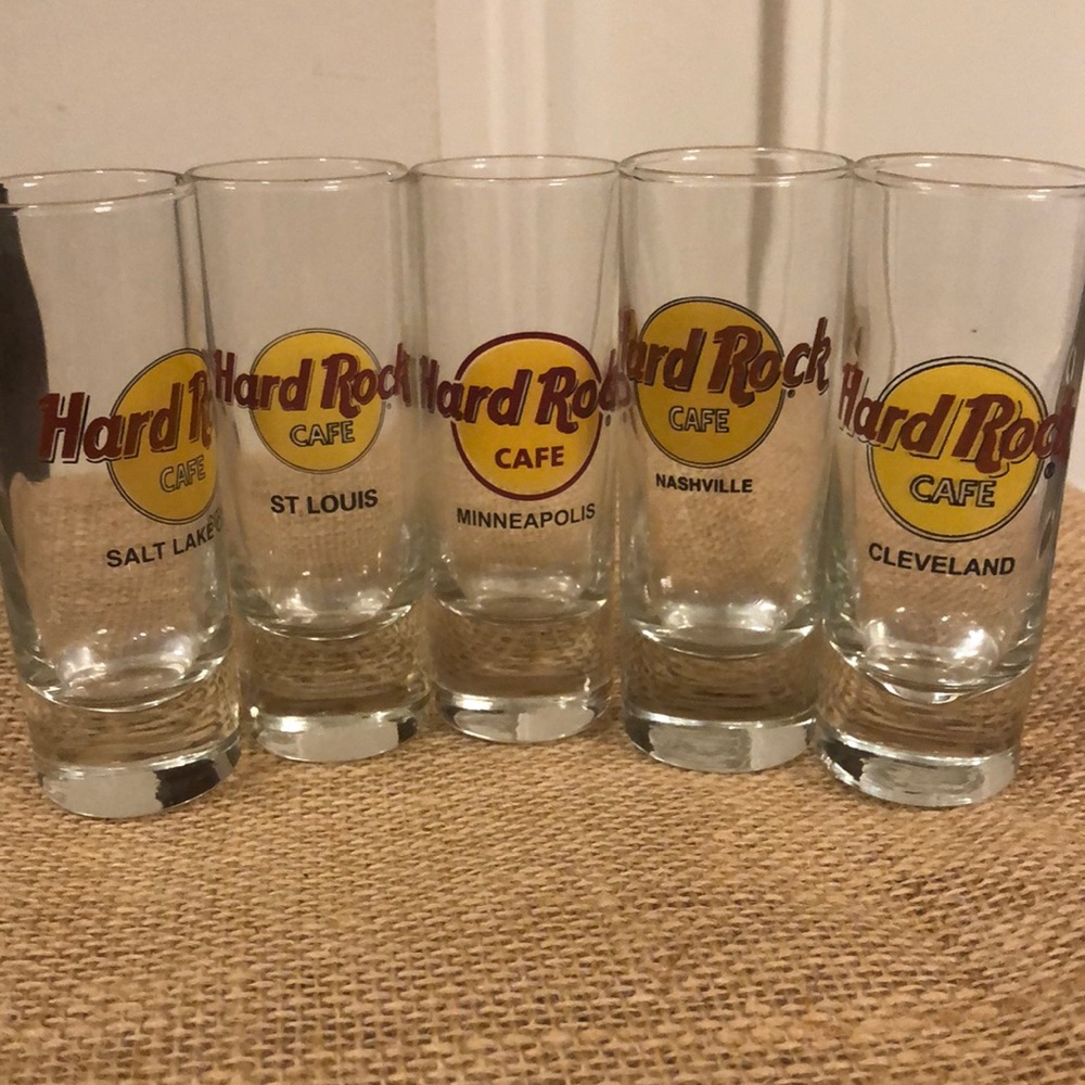 Hard Rock Cafe shot glasses 5 cities